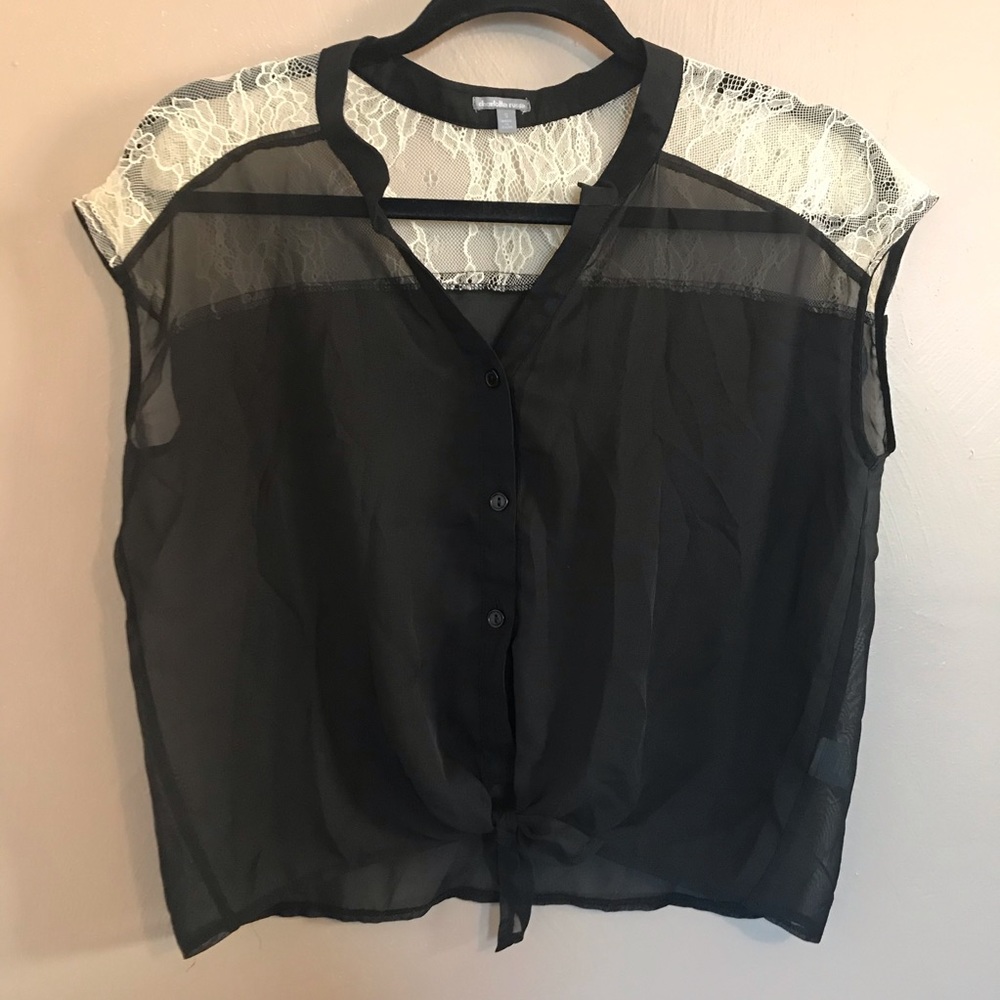 Lace button up top